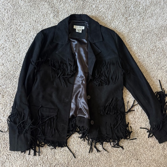 Stetson Jackets & Blazers - Stetson Black Fringed Suede Jacket